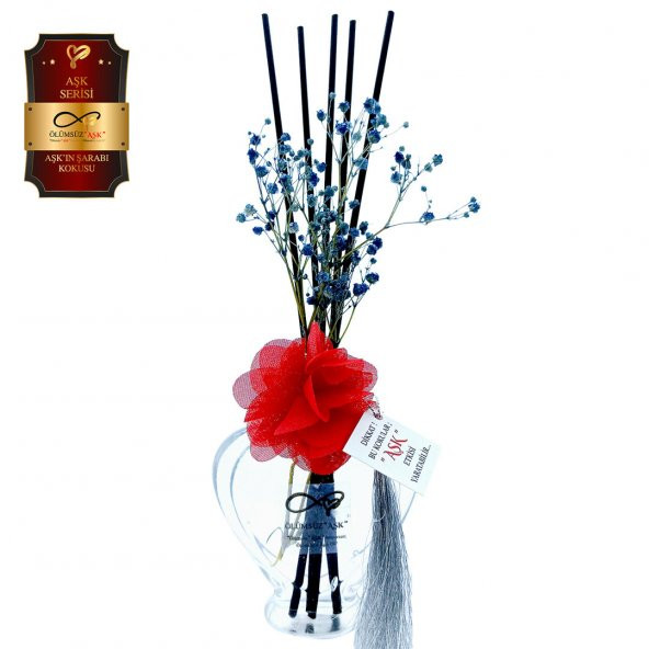 Ölümsüz Aşk Aşk Serisi Aşkın Şarabı Kokulu 10 x 60 ml Kalp Şişe Bambu Çubuklu Ortam Kokusu