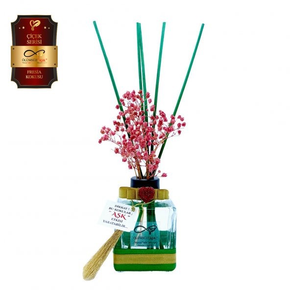 Ölümsüz Aşk Çiçek Serisi Fresia Kokulu 5 x 120 ml küp Şişe Bambu Çubuklu Ortam Kokusu