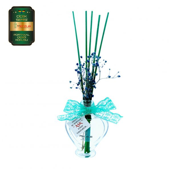 Meczub Çiçek Serisi Portakal Çiçeği Kokulu 3 x 60 ml Kalp Şişe Bambu Çubuklu Ortam Kokusu