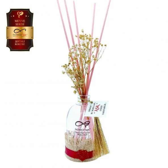 Ölümsüz Aşk Meyve Serisi Şeftali Kokulu 5 x 100 ml Oval Şişe Bambu Çubuklu Ortam Kokusu ürün görseli 1