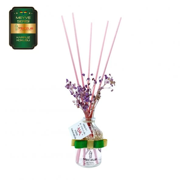 Meczub Meyve Serisi Karpuz Kokulu 5 x 50 ml Oval Şişe Bambu Çubuklu Ortam Kokusu ürün görseli 1