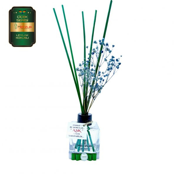 Meczub Çiçek Serisi Leylak Kokulu 10 x 60 ml küp Şişe Bambu Çubuklu Ortam Kokusu