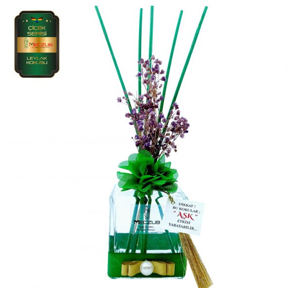 Meczub Çiçek Serisi Leylak Kokulu 5 x 200 ml küp Şişe Bambu Çubuklu Ortam Kokusu