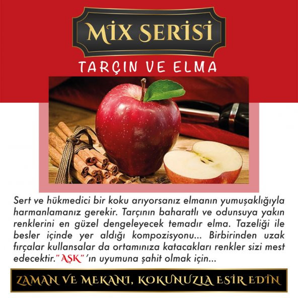 Ölümsüz Aşk Mix Serisi Tarçın & Elma Kokulu 12 ml Heybet Şişe Oto Kokusu - 2