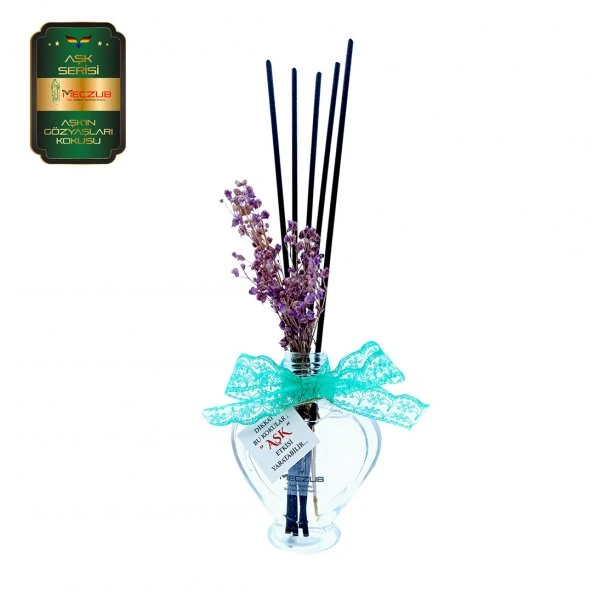 Meczub Aşk Serisi Aşkın Gözyaşları Kokulu 10 x 60 ml Kalp Şişe Bambu Çubuklu Ortam Kokusu ürün görseli 1