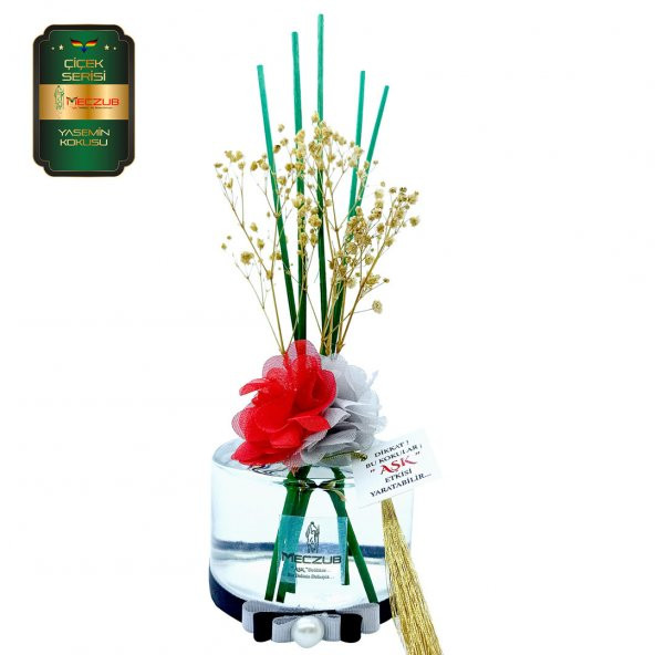 Meczub Çiçek Serisi Yasemin Kokulu 10 x 200 ml Silindir Şişe Bambu Çubuklu Ortam Kokusu