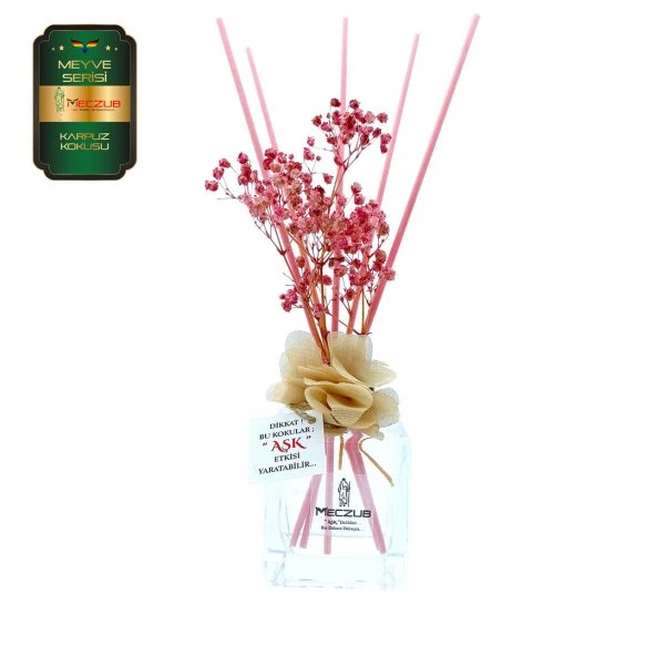 Meczub Meyve Serisi Karpuz Kokulu 10 x 120 ml küp Şişe Bambu Çubuklu Ortam Kokusu ürün görseli 1