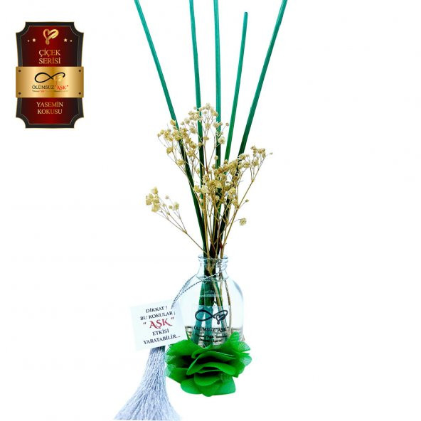 Ölümsüz Aşk Çiçek Serisi Yasemin Kokulu 5 x 50 ml Oval Şişe Bambu Çubuklu Ortam Kokusu