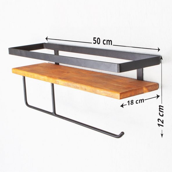 Dekoratif Ahşap Ve Metal Baharatlık Çok Amaçlı Mutfak Banyo Rafı - 5