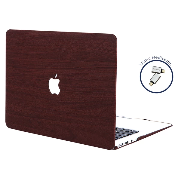 Macbook Air M1 Kılıf 13 inç Wood Ahşap Kılıf (TouchID'li M1 Air) A2337 A2179 A1932 ile Uyumlu - 6