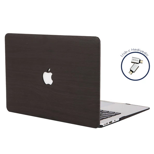 Macbook Air M1 Kılıf 13 inç Wood Ahşap Kılıf (TouchID'li M1 Air) A2337 A2179 A1932 ile Uyumlu - 5