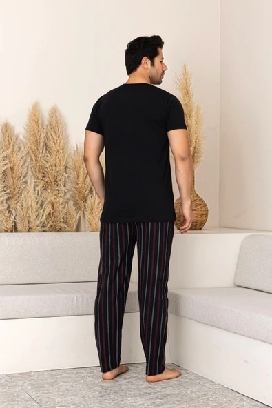 Nisanca Yazlık Kısa Kol %100 Pamuk Erkek Pijama Takımı - 11