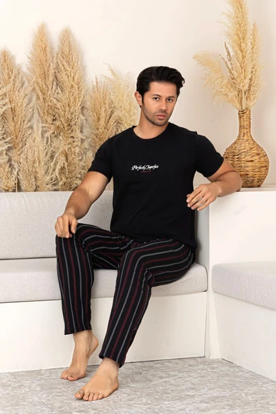 Nisanca Yazlık Kısa Kol %100 Pamuk Erkek Pijama Takımı - 9