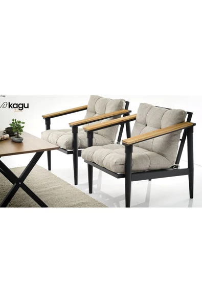 Kagu Alaçatı Bahçe-cafe-balkon Metal Koltuk Seti 2 1 1 Sehpa - 5