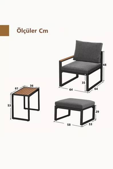 Kagu 5 Parça Metal Çerçeve Outdoor Multilounge Bahçe Balkon Mobilya,Uzanma - 2