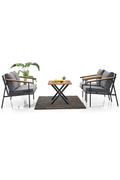 Kagu Berta Bahçe-Balkon-Kafe Metal Koltuk Takımı Sehpalı - 3