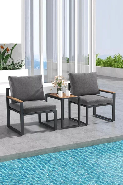 Kagu 5 Parça Metal Çerçeve Outdoor Multilounge Bahçe Balkon Mobilya,Uzanma - 3