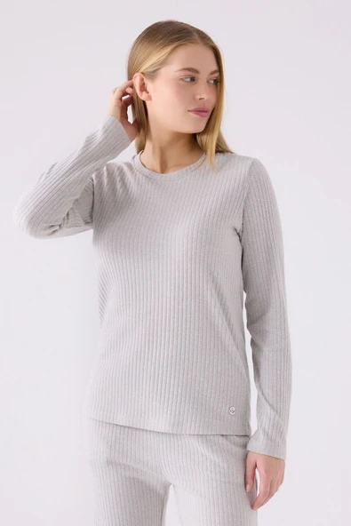 Pierre Cardin PC8908 Kadın Gri Uzun Kol Pijama Takım - 2