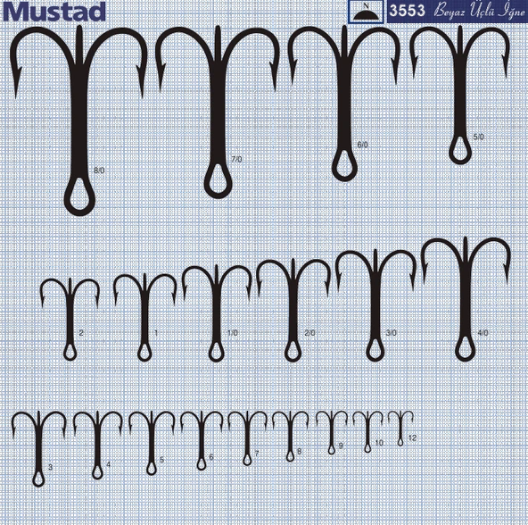 Mustad Olta İğnesi 3553 50li  Standart NO:10 - Resim 2