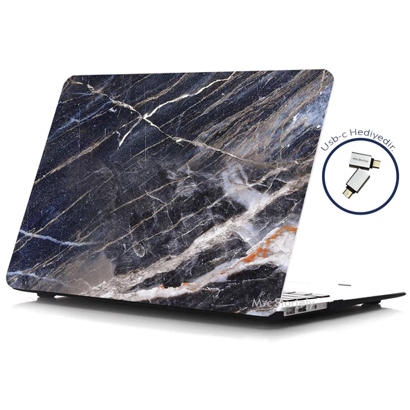 Macbook Air M1 Kılıf 13 inç Marble06NL (TouchID'li M1 Air) A2337 A2179 A1932 ile Uyumlu - 5