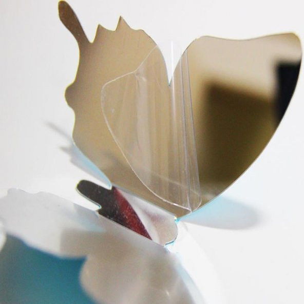 AYNALI 12 PARÇA ÜÇ BOYUTLU KELEBEK STİCKER PVC DUVAR SÜSÜ - 5