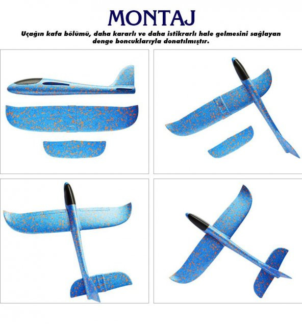 EPP SİLİKONLU KÖPÜK UÇAK Glider Planör Çocuk Eğitici Model Oyuncak - 10