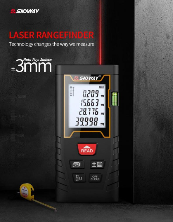 PROFESYONEL LAZER METRE 60 METRE MESAFE ÖLÇÜM LAZERLİ 60 M - 6