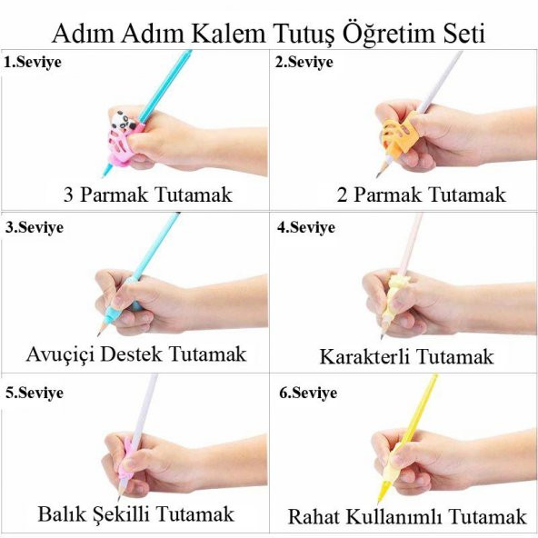 KALEM TUTAMAĞI 16 PARÇA TUTAMAÇ TUTMA TUTAMAK KAVRAMA YAZI YAZMA TUTUŞ DÜZELTME ÖĞRENMEYE YARDIMCI - 4