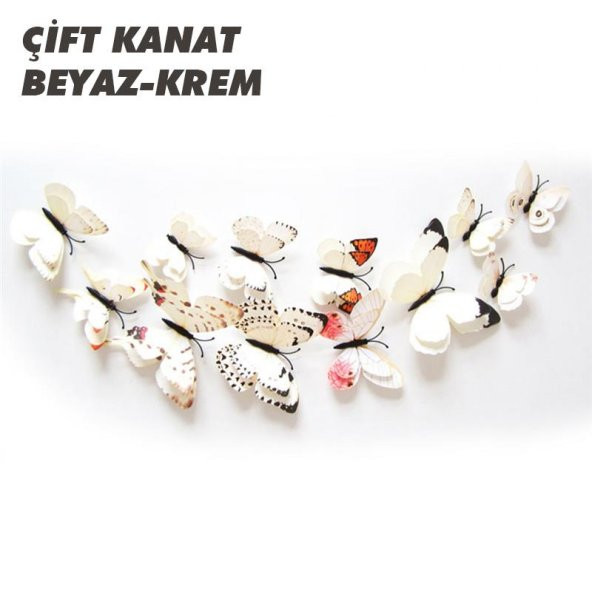 ÇİFT KANATLI KELEBEK ÖZEL KELEBEKLER 3D PVC DUVAR VE BUZDOLABI SÜSÜ 12Lİ STİCKER ÜÇ BOYUTLU CANLI - 6