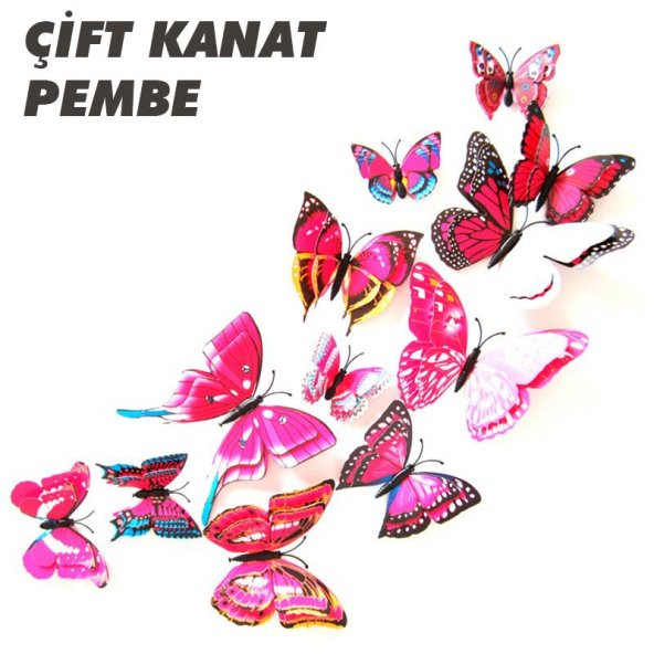 ÇİFT KANATLI KELEBEK ÖZEL KELEBEKLER 3D PVC DUVAR VE BUZDOLABI SÜSÜ 12Lİ STİCKER ÜÇ BOYUTLU CANLI - 7