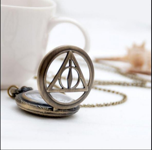 HARRY POTTER DEATHLY HALLOWS ÖLÜM YADİGARLARI HAYALET KOLYE SAAT CEP SAATİ TARZ YENİ MODA - 2