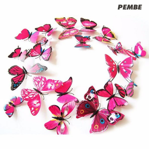 YÜKSEK KALİTELİ ÜÇ BOYUTLU RENKLİ KELEBEKLER KELEBEK STİCKER PVC BUZDOLABI VE DUVAR SÜSÜ - 2