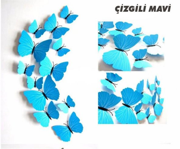 YÜKSEK KALİTELİ ÜÇ BOYUTLU RENKLİ KELEBEKLER KELEBEK STİCKER PVC BUZDOLABI VE DUVAR SÜSÜ - 6