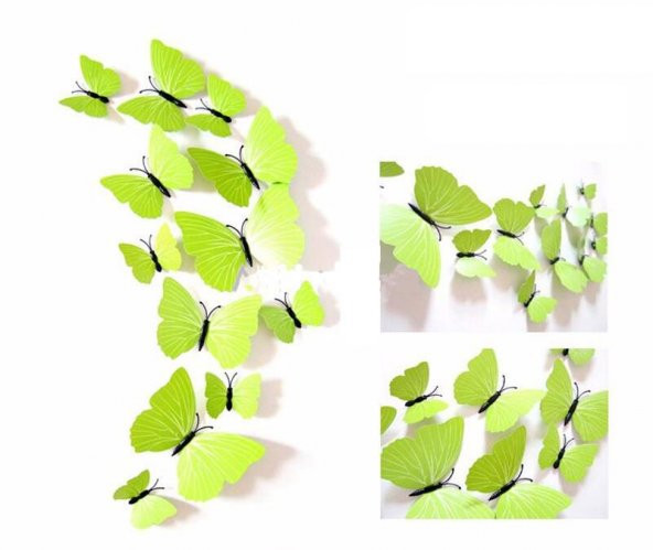 YÜKSEK KALİTELİ ÜÇ BOYUTLU RENKLİ KELEBEKLER KELEBEK STİCKER PVC BUZDOLABI VE DUVAR SÜSÜ - 7