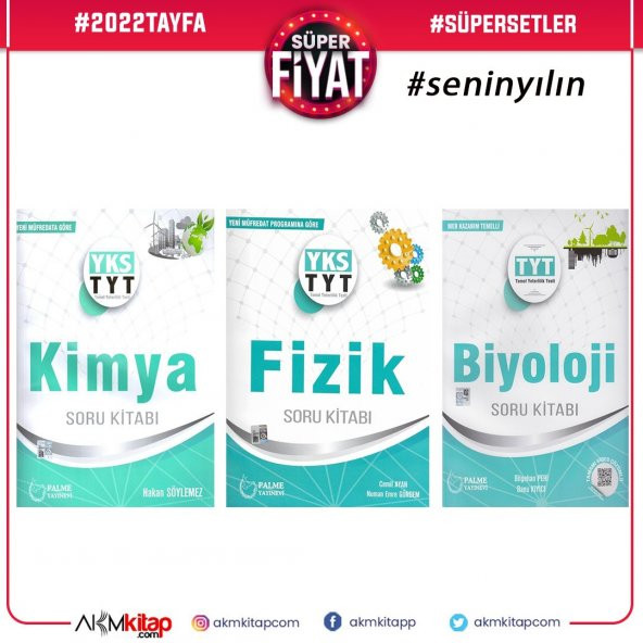Palme Yayınları TYT Fizik Kimya ve Biyoloji A Soru Bankası 3 Kitap Set - 2