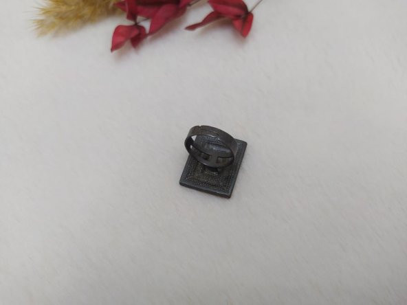 Hdmarketim Kadın Yüzük Otantik Eskitme Tasarım Taşlı  Füme Renk Yüzük - Resim 2