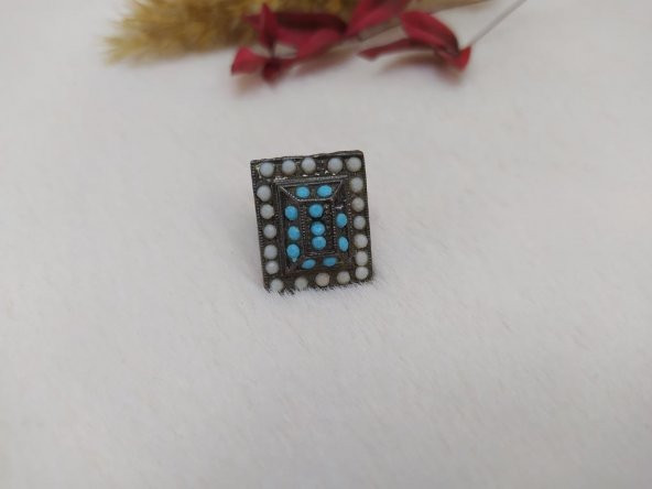 Hdmarketim Kadın Yüzük Otantik Eskitme Tasarım Taşlı Füme Renk Yüzük