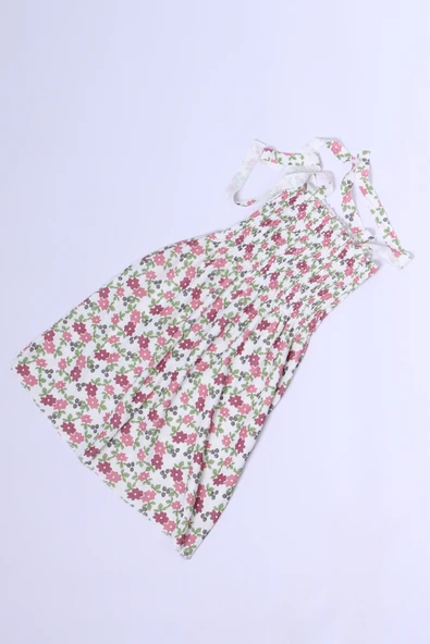 KIZ ÇOCUK ASKILI ELBİSE ÇİÇEK DESENLİ B35 HCM00119 - Resim 9