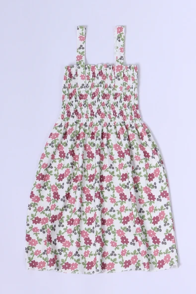 KIZ ÇOCUK ASKILI ELBİSE ÇİÇEK DESENLİ B35 HCM00119 - Resim 10