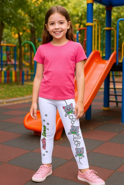 KIZ ÇOCUK BEYAZ TAYT KARAKTER BASKILI B40 - Resim 10