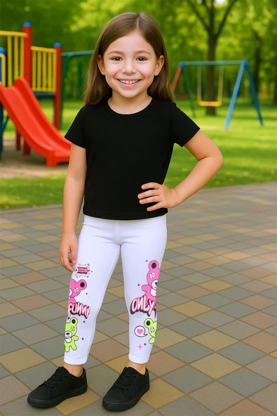 KIZ ÇOCUK BEYAZ TAYT KARAKTER BASKILI B40 - Resim 6