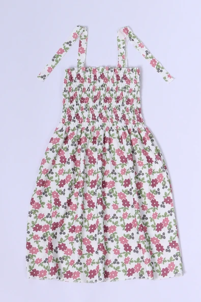 KIZ ÇOCUK ASKILI ELBİSE ÇİÇEK DESENLİ B35 HCM00119 - Resim 8