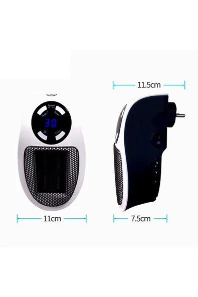 Kumandalı Fanlı Priz Tipi Isıtıcı – 500W, Taşınabilir, Zamanlayıcı ve Otomatik Kapanma Özellikli - 2