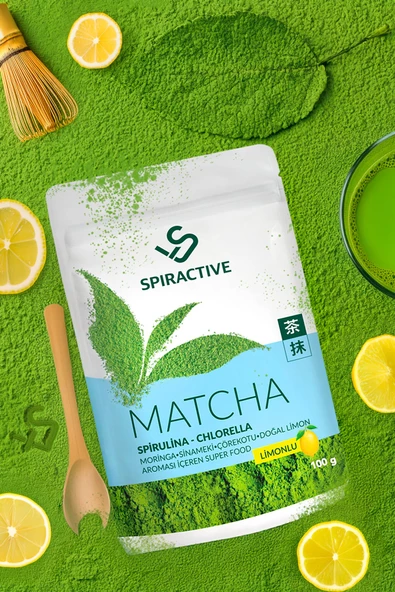 Spiractive Matcha Spriluna Japanese Premium Limon Aromalı Detox Burner Yeşil Çay İçeren Matcha Çayı