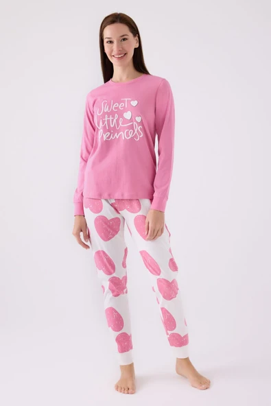 Rolypoly RP3470 Kadın Pembe Uzun Kol Pijama Takım
