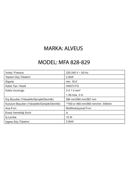 ALVEUS MFA 829 SİYAH CAM ANKASTRE FIRIN(MULTİ-FONKSİYON) - 7