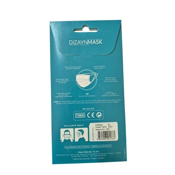 Dizaynmask Gümüş İyonlu Bez Maske Kırmızı Çocuk M 5-10 Yaş - Resim 2