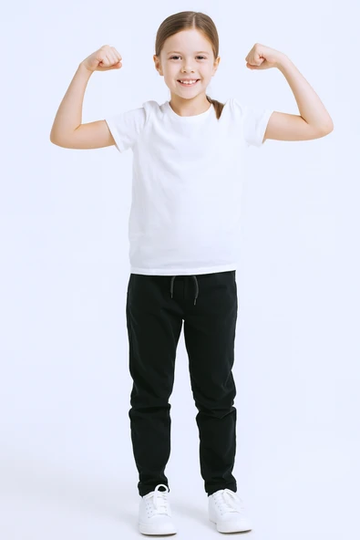 ÇOCUK UNİSEX OKUL PANTOLONU BELİ LASTİKLİ - 3