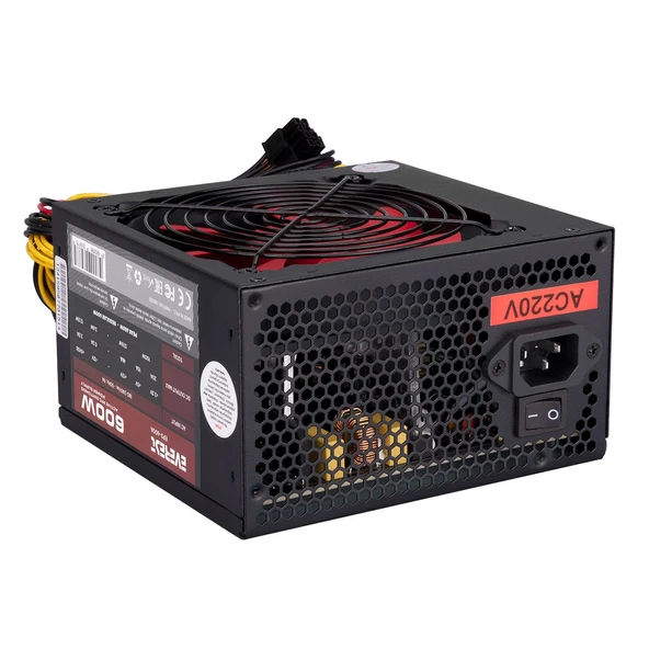 Everest EPS-600A 12cm Fan 4xSATA Aktif PFC Power Supply ATX BTX EPS 3in1 600W Power Supply - 5