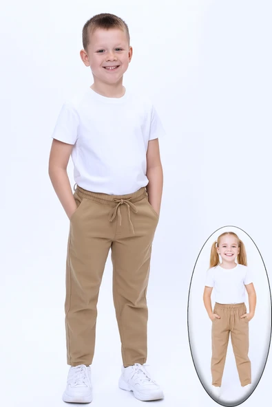 ÇOCUK UNİSEX OKUL PANTOLONU BELİ LASTİKLİ - 10